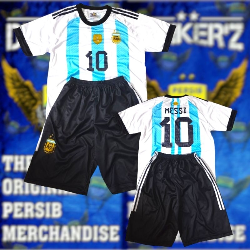 kaos bola anak Argentina messi al nasr ronaldo 1-14th fullprintinh