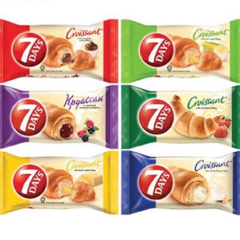 

Ready Stock ECER Roti 7 Days Croissant rasa Coklat Starwberry Keju Cinamon / Roti 7days Viral Khas Arab Original Croisant