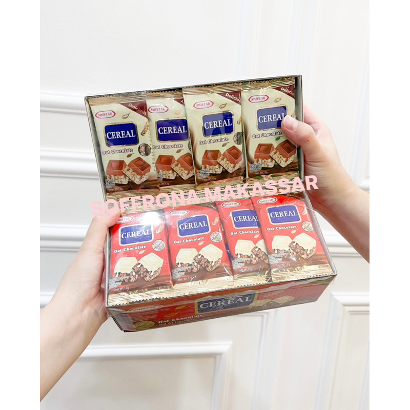 

Sweet Me Cereal Oat Chocolate Oatmeal dengan Coklat 1 box isi 30 pcs tersedia dua rasa coklat dan coklat putih ready stock makassar