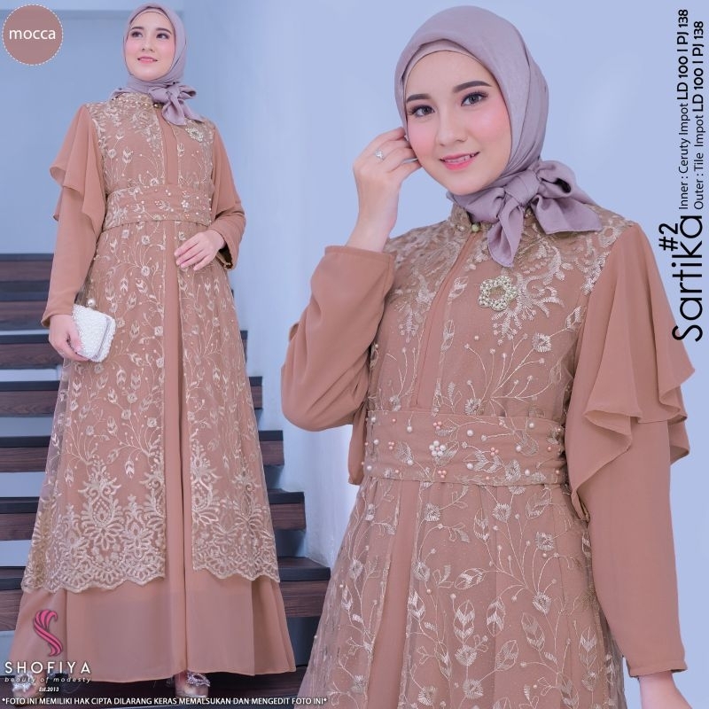 baju gamis bruklat gamis lebaran terbaru Sartika maxy ori by shofiya