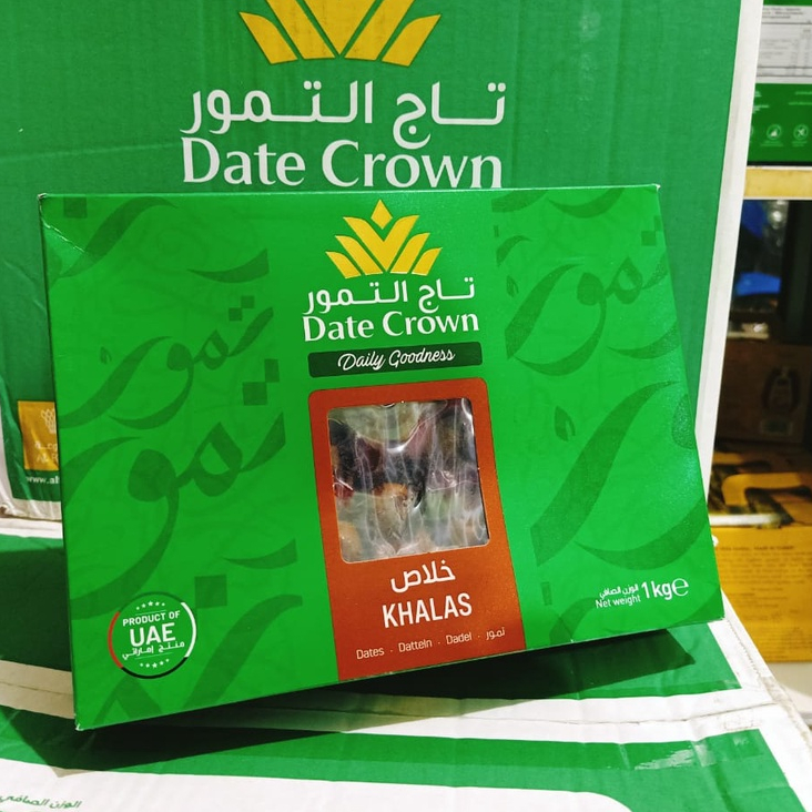 

10 DUS (1 KARTON) KURMA DATE CROWN KHALAS (1 DUS ISI 10 BOK) COD BAYAR DI TEMPAT