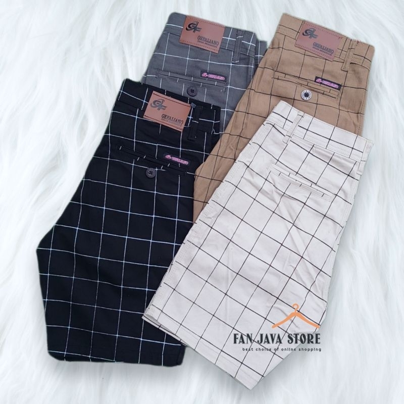 Celana tartan Pendek Twill combed 28-38 printing Original