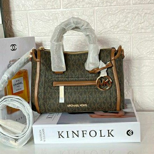 Tas Branded Wanita MICHAEL KORS Carine Extra Small Satchel Signature Canvas Original