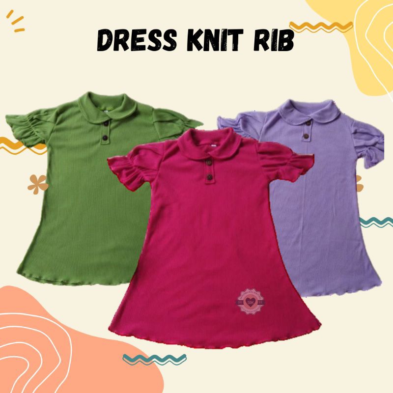 Dress Anak Perempuan Karina Ruffle Knit Tee Usia 1-6 Tahun Dress Blouse Anak Cewek Bahan Rib Knit Halus