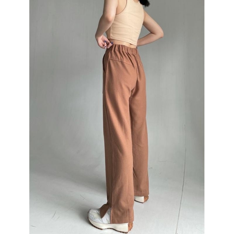 Aiko Pants - Celana Kulot Knit Highwaist - Cullot Pants - Celana Wanita