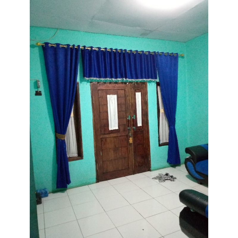satu set gorden poni ruang tamu panjang 3 m tinggi 2,5 tirai jendela minimalis