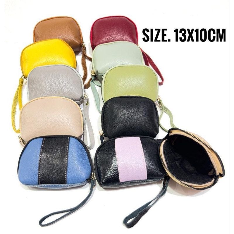 dompet kulit sapi asli dompet pouch untuk uang receh/kunci dompet saku wanita model terbaru