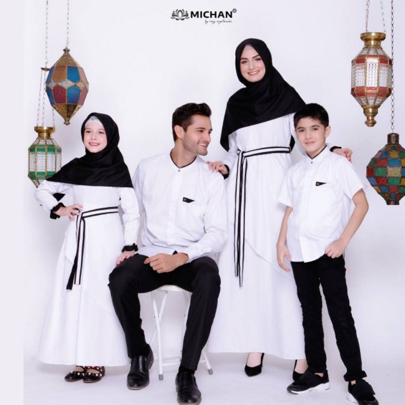Sarimbit FUKU white by Michan Original/baju lebaran 2023/Baju keluarga/Baju murah/Bahan Toyobo