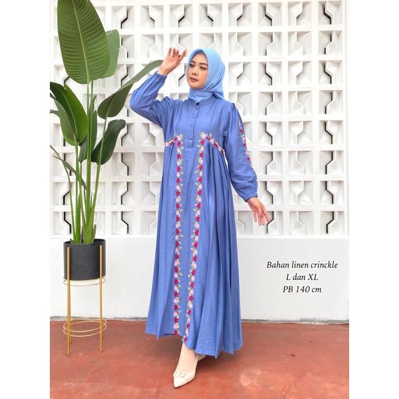 RIDD FASHION - GAMIS BORDIR/GAMIS WANITA/KATUN LINEN