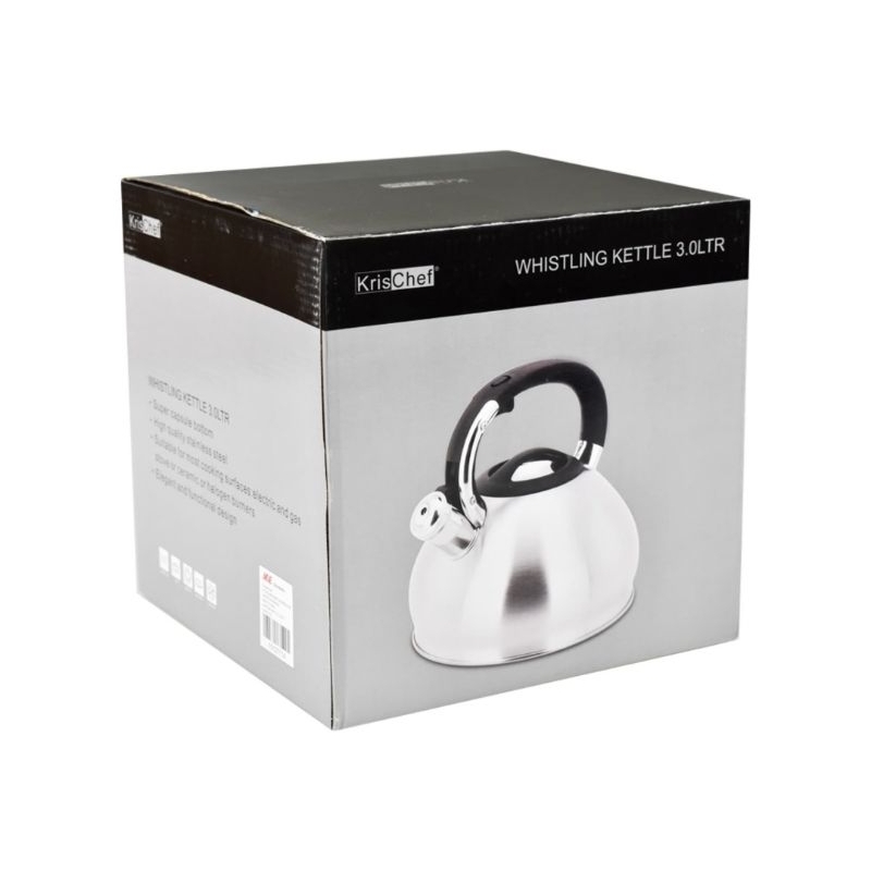 Krischef Whistling Kettle 3L Ceret Masak Air Berbunyi Jika Sudah Matang Stainless Steel Kris Chef Kr