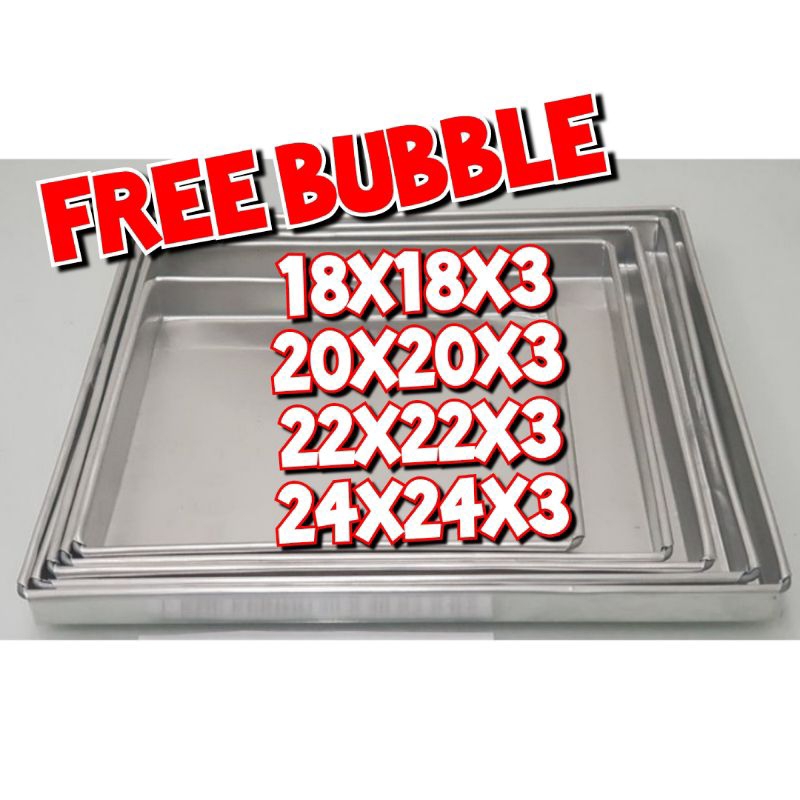 loyang cetakan kue 22x22x3 20x20x3 24x24x3 18x18x3 loyang aluminium asli harga murah terjangkau dan berkualitas dijamin oke. 24x24x3 22x22x3 20x20x3 18x18x3