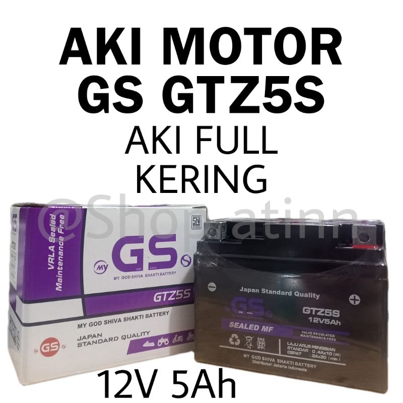 Termurah AKI MOTOR AKI GS GTZ5S AKI FULL KERING 12V 5Ah