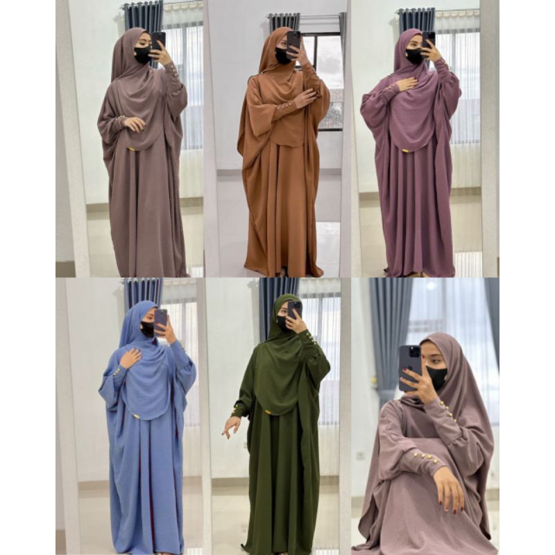 One set kaftan crinkle / abaya kaftan / abaya crinckle terbaru / gamis one set