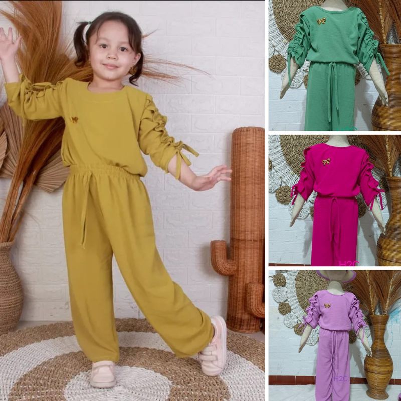 SET ANAK VENNIA /  SET ANAK Lengan Serut Polos Setcel Polos Serut // Set Anak VENNIA Usia 1-5 THN