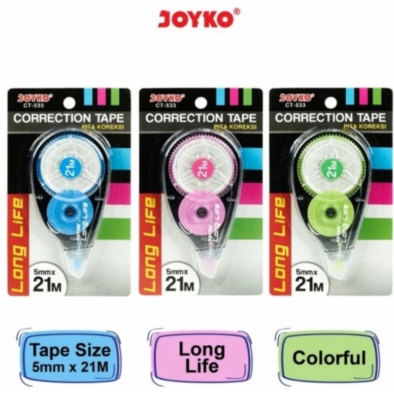 

Correction Tape / Tip Ex Kertas Joyko CT-533 21 Meter