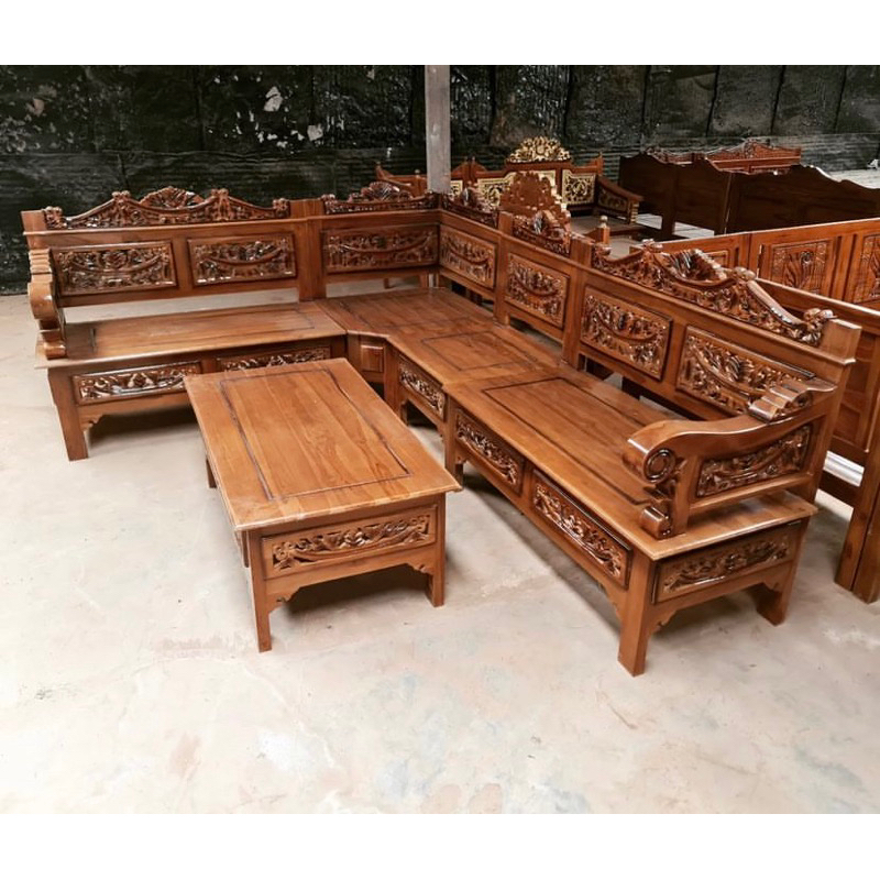 kursi sudut ukiran bagong ukir jepara / set kursi sudut murah