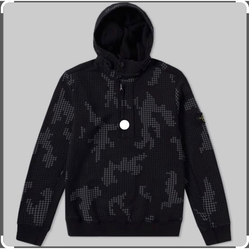 stone island camo grid black