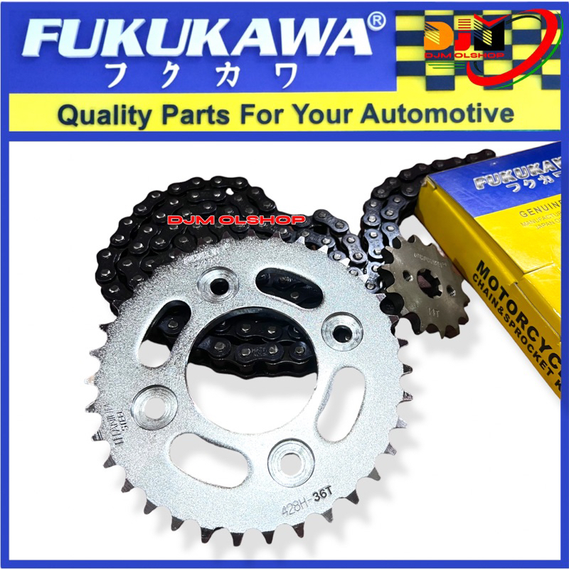 Gear Set Gir Paket Fukukawa Supra Fit New / Revo 100 Rantai 428H-106L-36T-14T