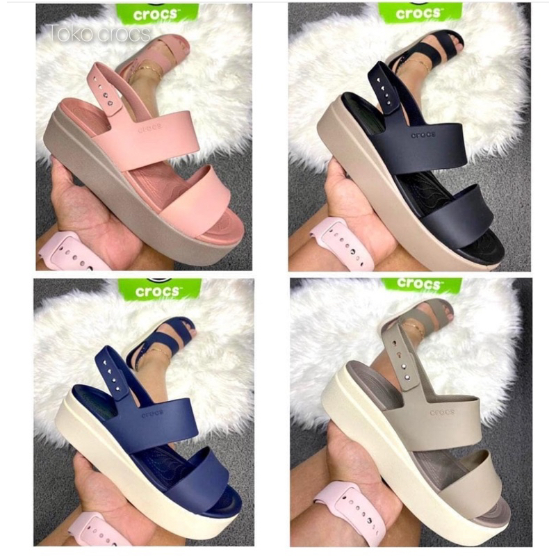 Crocs brooklyn low wedges / Sendal Wanita Crocs brooklyn tali/ Crocs Wanita