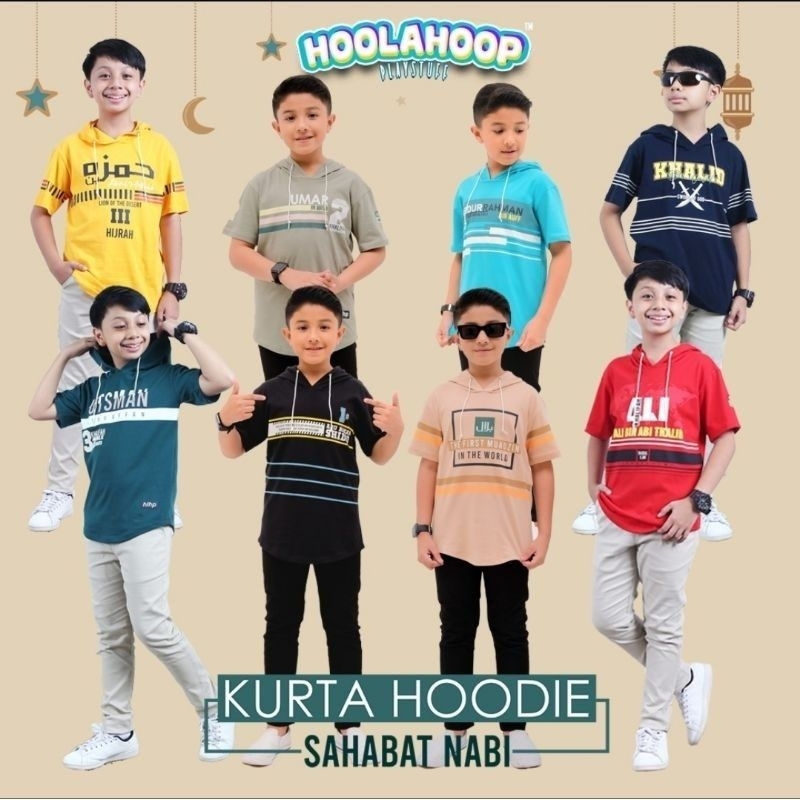 Baju Kaos Hoodie Muslim Anak Seri Sahabat Nabi( 8-14th)