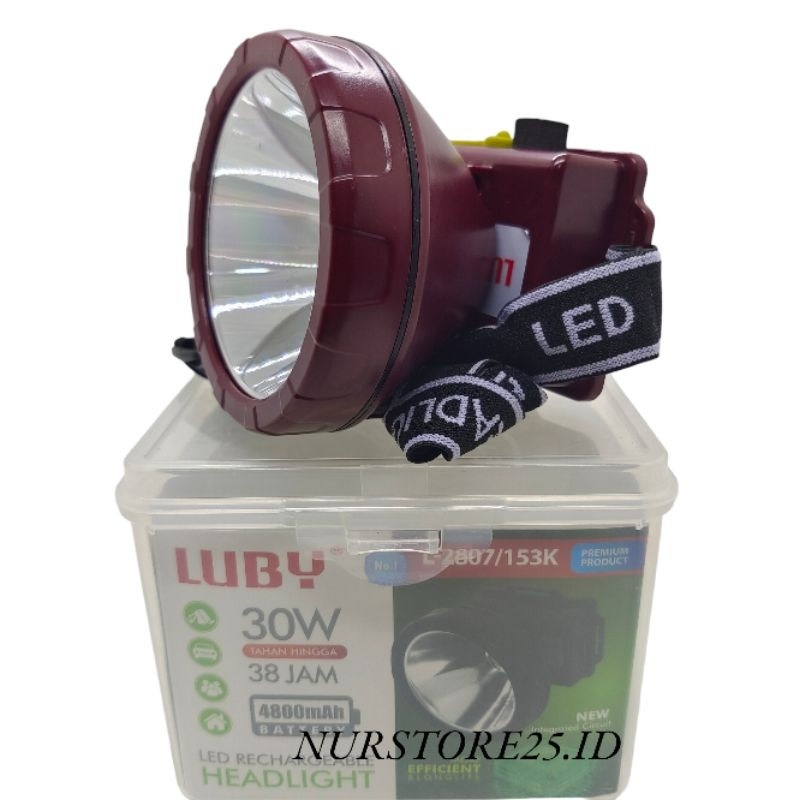 Senter Kepala 30 Watt LUBY L-2807/153K/Headlamp Super Terang Cahaya Kuning LUBY