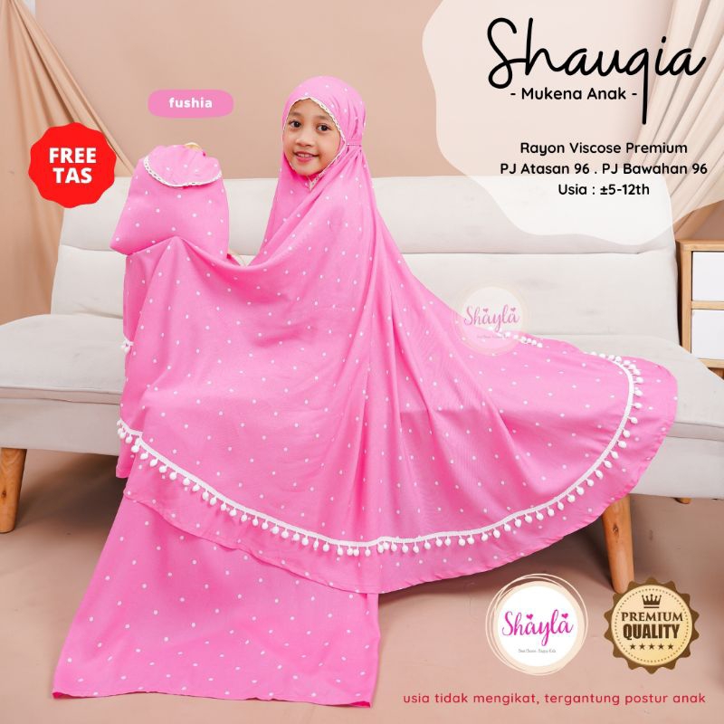 MUKENA ANAK CEWEK BAHAN RAYON VISCOSE PREMIUM FREE TAS QISYA SHAUQIA ORI SHAYLA