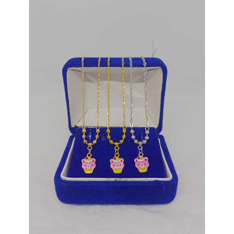 kalung koye nori vensy anak +m. boneka bts cat warna / kalung perak asli silver 925 lapis emas/ kalung fashion terbaru