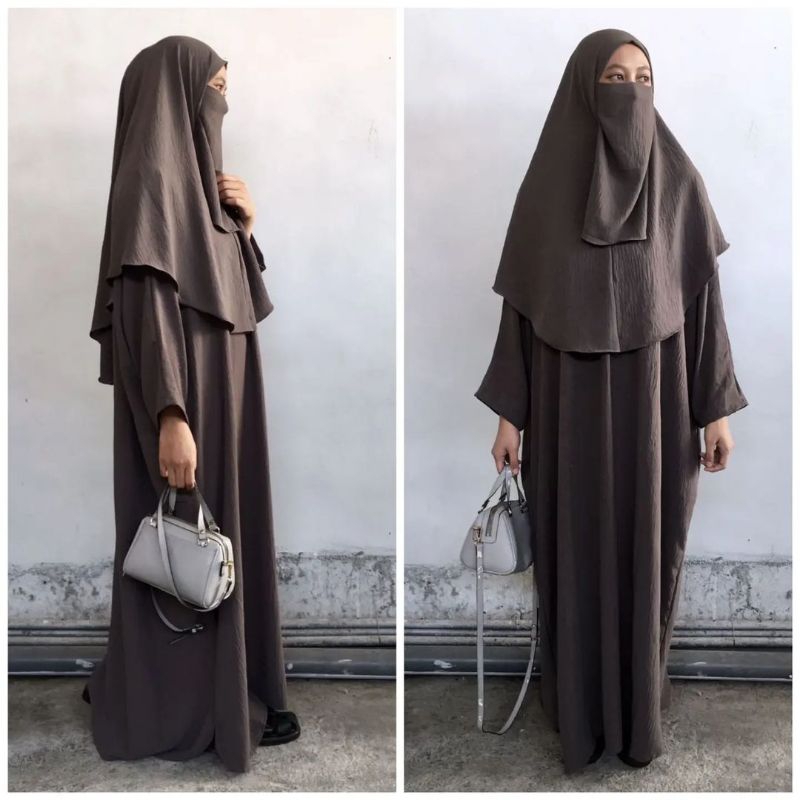 Abaya set kerudung crinkle free cadar / abaya terbaru / abaya busui