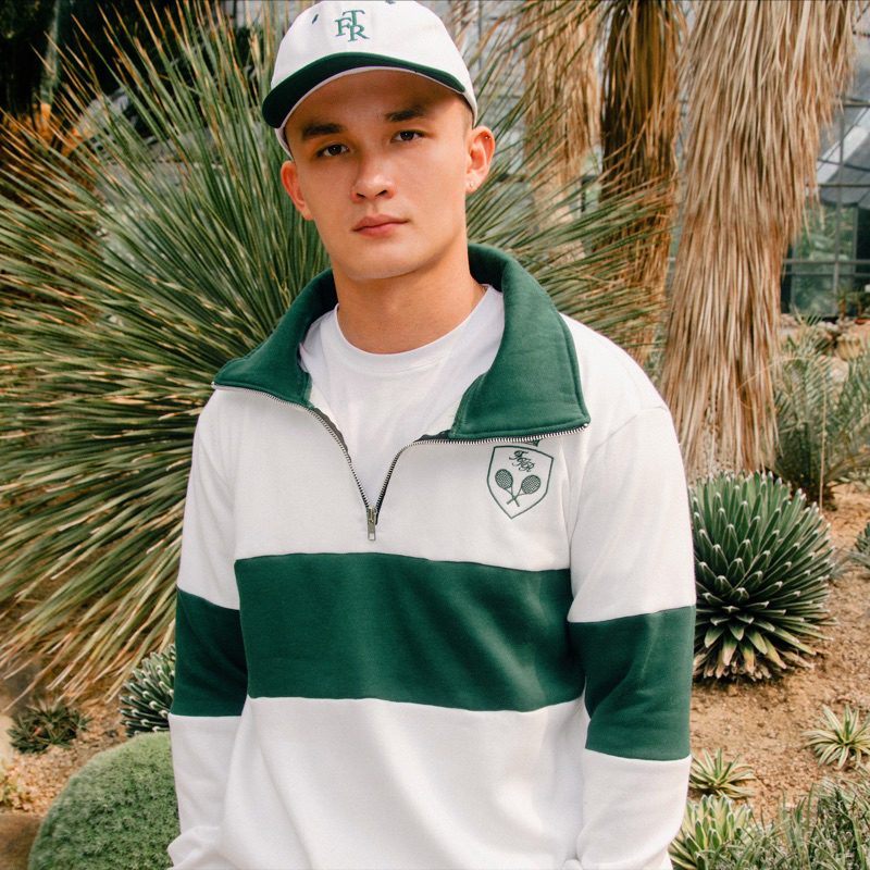 First Time Round - Quarter Zip Sweatshirt - White Green