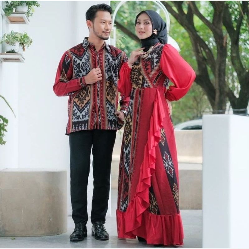 Dress Hijab Tenun Raisa merah