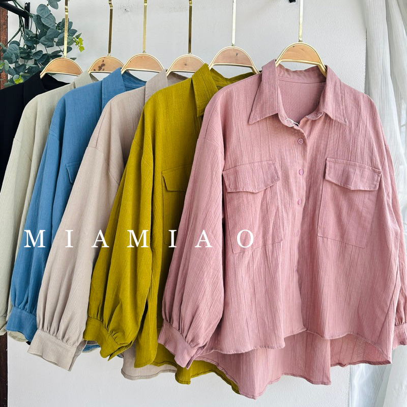 Atasan Kemeja Linen Crinkle / Blouse Wanita style Korean