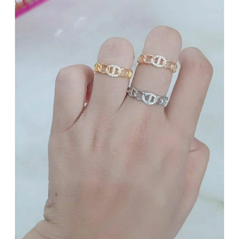 cincin model carti*r mata putih/perak asli silver 925 lapis emas/perhiasan fashion wanita terbaru