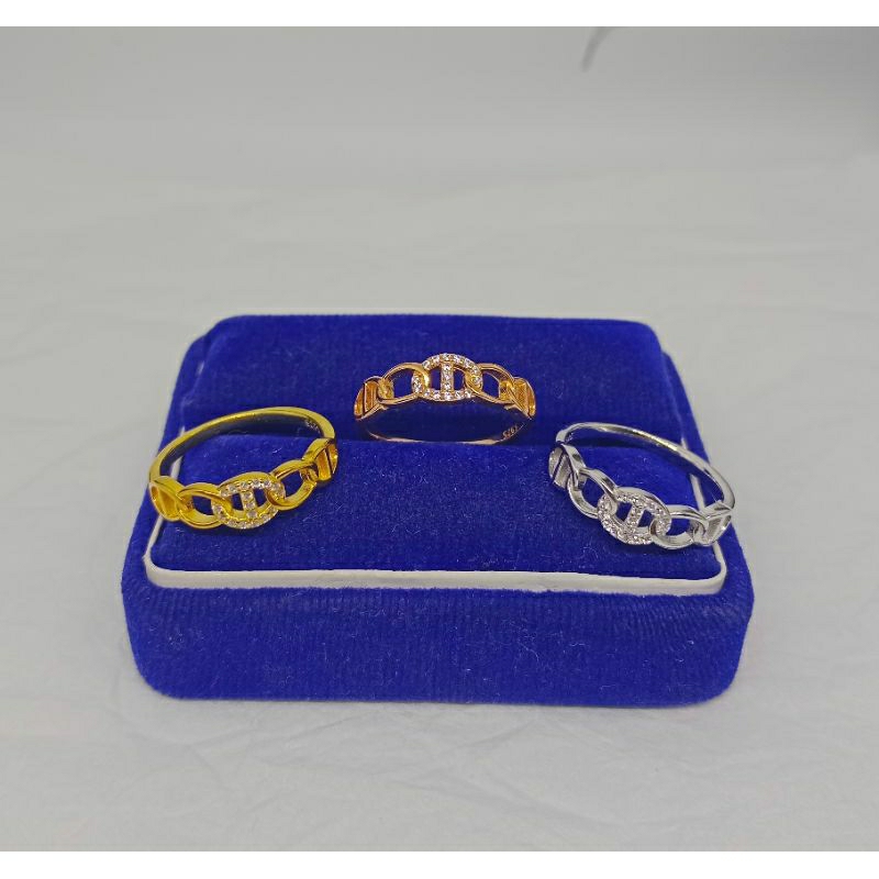 cincin model carti*r mata putih/perak asli silver 925 lapis emas/perhiasan fashion wanita terbaru