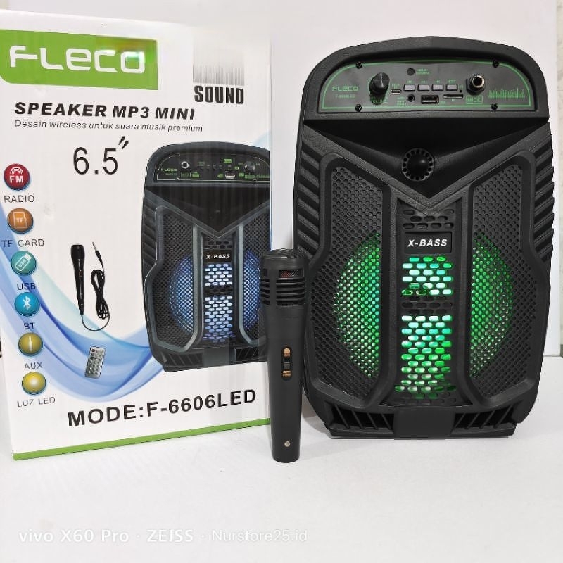 SPEAKER BLUETOOTH F6608/6615/F63LED BONUS MIC KARAOKE/SALON AKTIF DIGITAL MULTIMEDIA 6,5INC PORTABLE