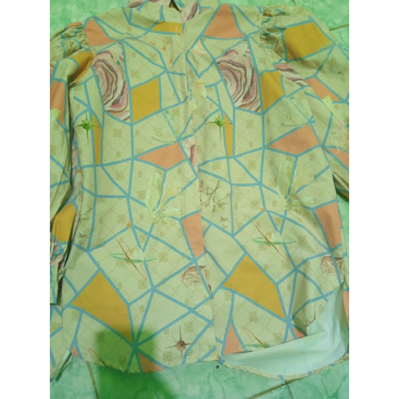 PRELOVED BAJU SIZE S BUTTONSCARVES X RIA MIRANDA TUNIK BLOUSE BENANG JARUM