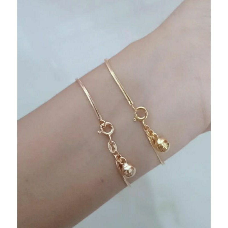 gelang tangan rantai kasandra flexi+1bel/perak asli silver 925 lapis emas/perhiasan fashion wanita terbaru