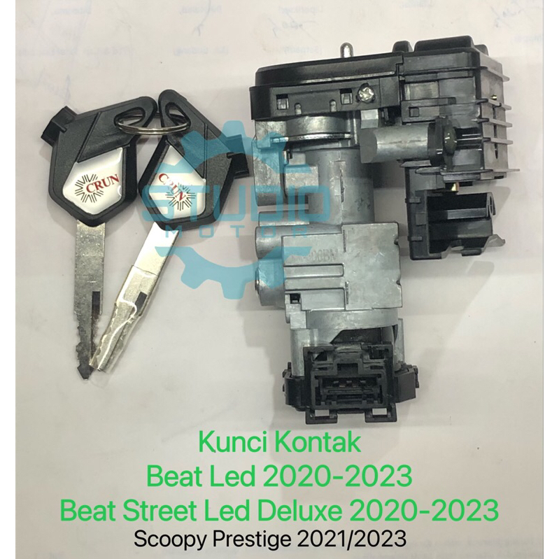 35010K1AN00 Kunci Kontak Set Depan Belakang Jok / Sadel Key Set Beat Led / Beat Street Deluxe K1A Scoopy Prestige Genio Merek Crun 2020 2021 2022 2023