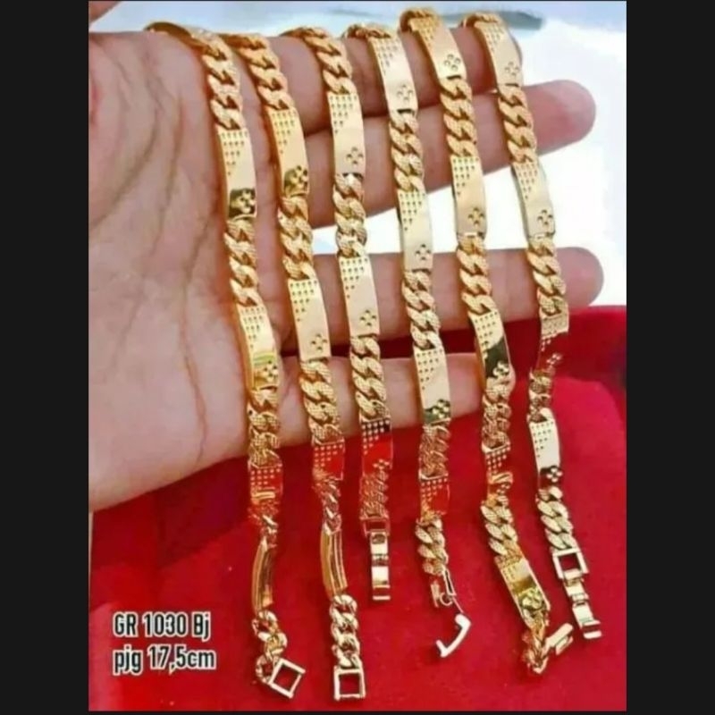 Gelang Tangan rantai Plat Gold  lapis mas 24k Cantik Paling diminati