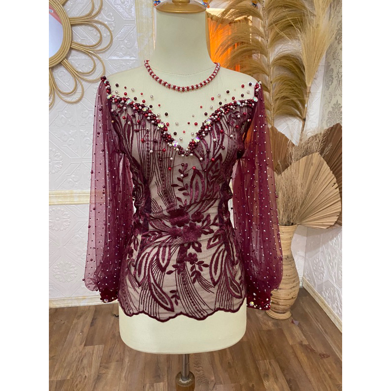 KEBAYA ATASAN LENGAN BALON BAHAN TILLE/KEBAYA WISUDA/KEBAYA LAMARAN