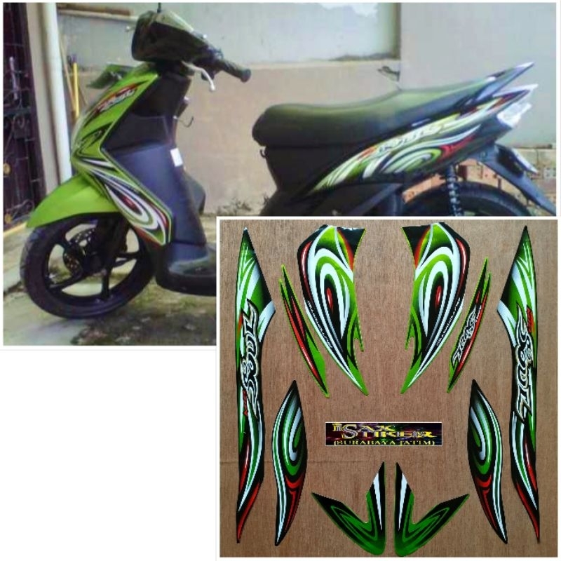 Striping original Yamaha Mio Soul hijau hitam tahun 2008 2009