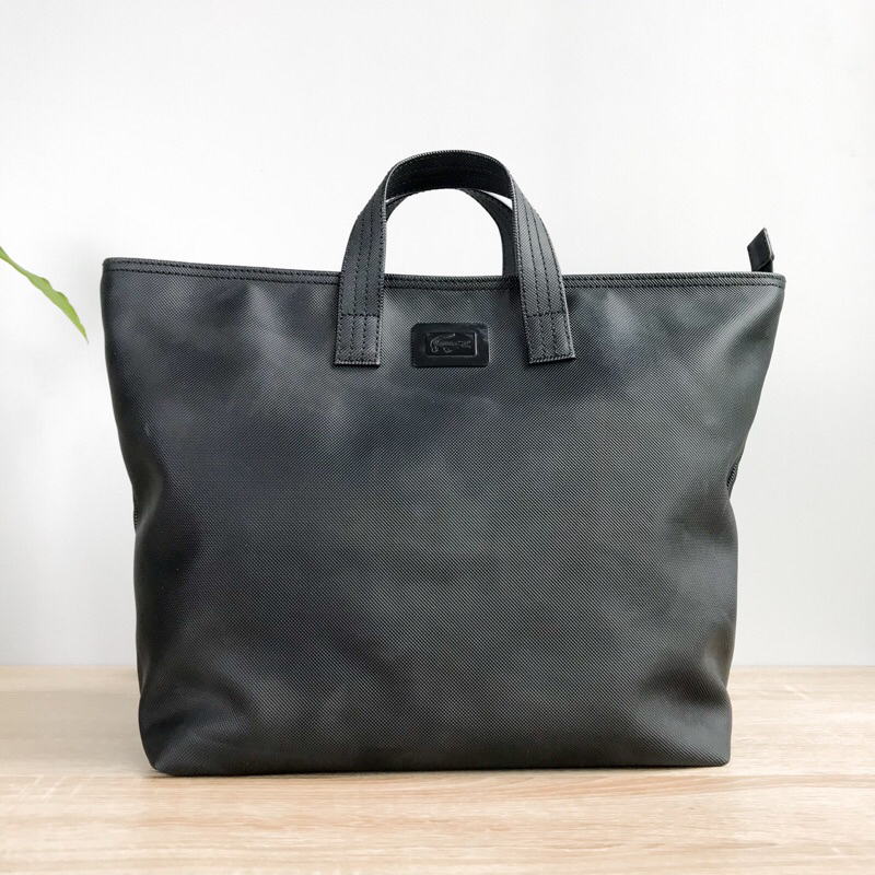 TAS WANITA DAN PRIA RANSEL BAHAN KUAT MODEL SIMPEL WARNA HITAM (LACOSTE)