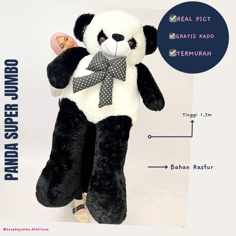 Boneka Panda Super Jumbo 1,5Meter Besar Murah Untuk Kado Hadiah Ulang Tahun