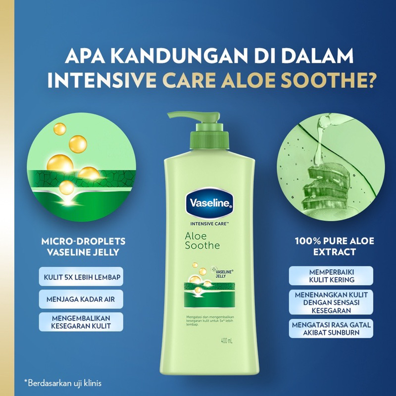 Vaseline Hand Body Lotion Intensive Care Aloe Vera Soothe 400 ml Original BPOM COD Melembabkan 400ml