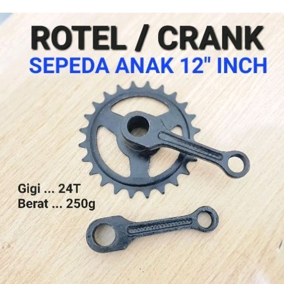 ROTEL CRANK SEPEDA ANAK KECIL UKURAN 12 INCH GIGI 24T GIR GEAR DEPAN SEPEDA ANAK