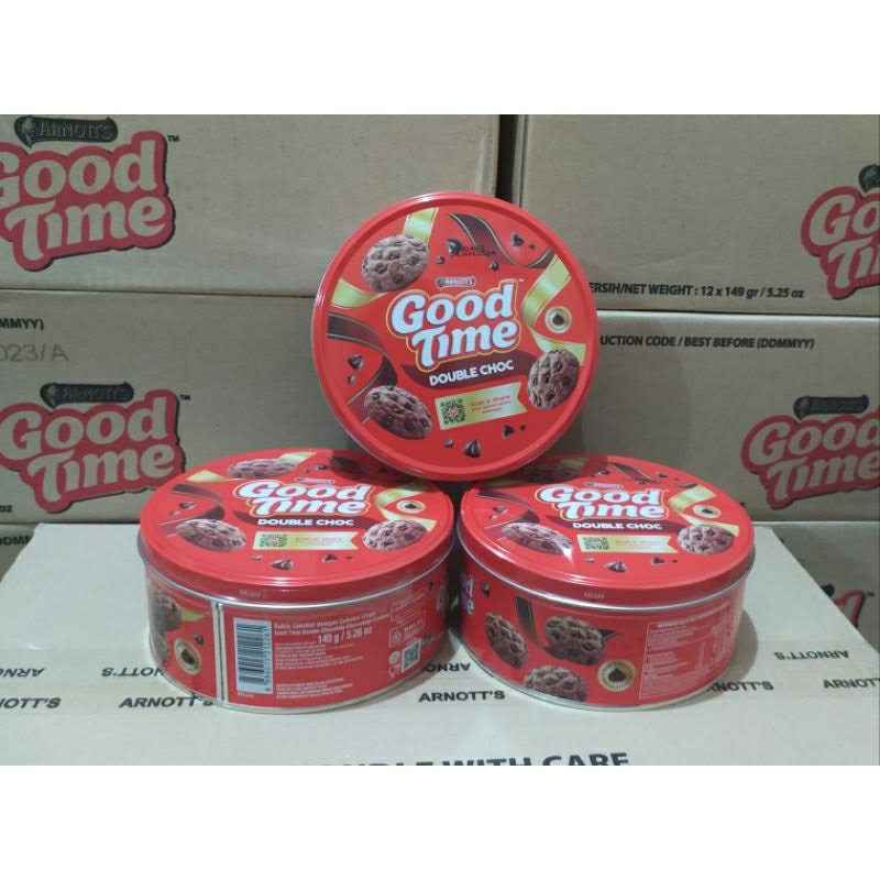 

Cookies Good Time 149gr / Biskuit Kaleng Goodtime Kue Double Choco