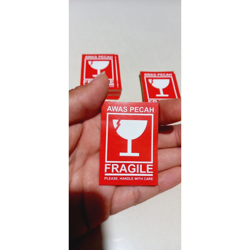 Sticker FRAGILE 4 x 6 cm,  Stiker Awas Pecah, Please Handle With Care