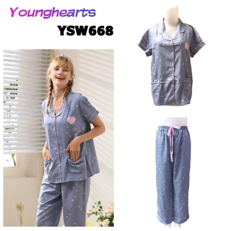 Setelan Baju Tidur Piyama 668 Young Hearts size L