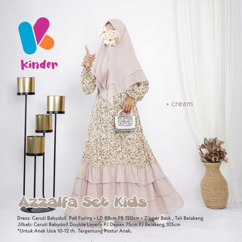 SETELAN GAMIS DRESS SYARI REMAJA MUSLIM ANAK CEWEK MUSLIM JILBAB BAHAN CERUTY BABYDOLL FULL FURING A