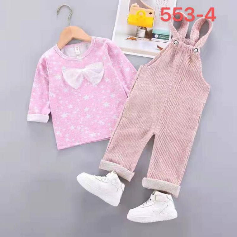 [1-5T] Setelan Set Anak Perempuan Overall Jumpsuit Panjang POLKADOT Mice SUNFLOWER / SETELAN OVERALL JUMPSUIT SUNFLOWER POLKADOT IMPORT