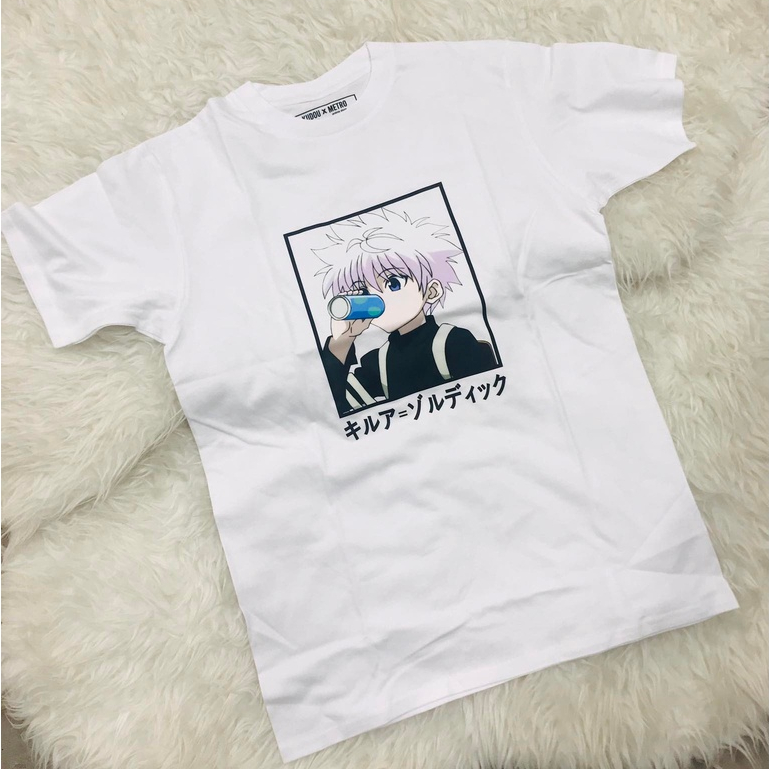 Tshirt Killua Zoldyck Chibi White HxH Character Anime Manga Premium Cotton Combed 24s